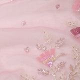 Baby Pink Organza Handcrafted Saree