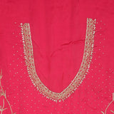 Bright Pink Satin Saree With Hand Embroidery