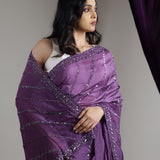 Eminence Purple Tissue Organza Saree With Hand Embroidery