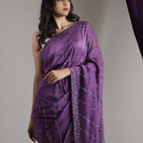 Eminence Purple Tissue Organza Saree With Hand Embroidery