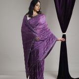 Eminence Purple Tissue Organza Saree With Hand Embroidery