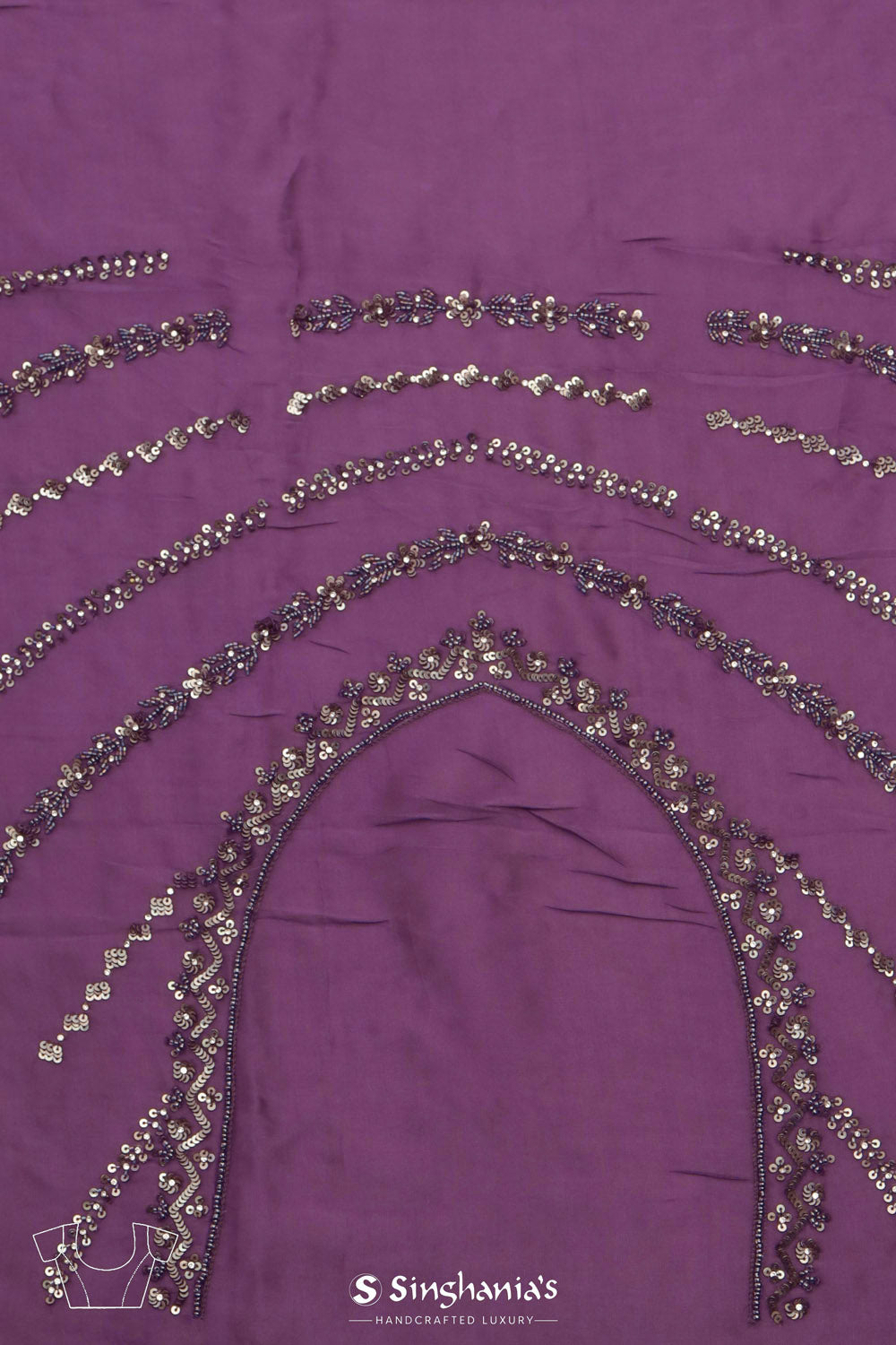 Eminence Purple Tissue Organza Saree With Hand Embroidery