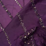 Eminence Purple Tissue Organza Saree With Hand Embroidery