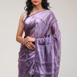 Chinese Violet Silk Handcrafted Saree