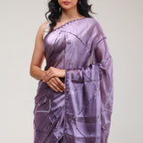 Chinese Violet Silk Handcrafted Saree