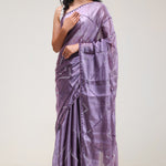 Chinese Violet Silk Handcrafted Saree