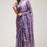 Chinese Violet Silk Handcrafted Saree