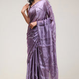 Chinese Violet Silk Handcrafted Saree