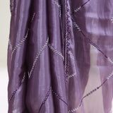 Chinese Violet Silk Handcrafted Saree