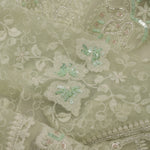 Mint Green Georgette Saree With Hand Embroidery