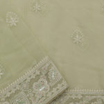Mint Green Georgette Saree With Hand Embroidery
