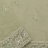 Mint Green Georgette Saree With Hand Embroidery
