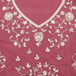 Wine Red Organza Saree With Hand Embroidery