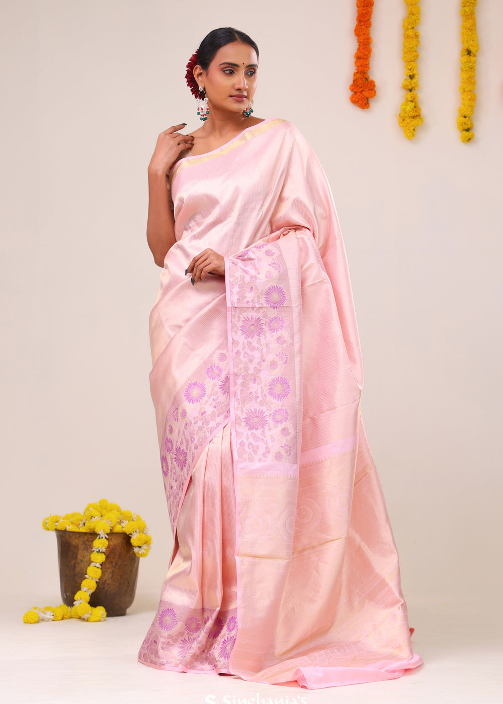 Pale Pink Kanjivaram Silk Saree