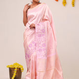 Pale Pink Kanjivaram Silk Saree