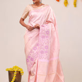 Pale Pink Kanjivaram Silk Saree
