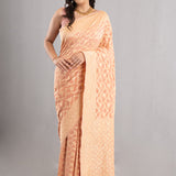 Malibu Peach Banarasi Georgette Jaal Saree