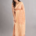 Malibu Peach Banarasi Georgette Jaal Saree