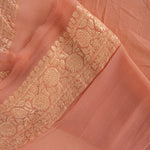 Malibu Peach Banarasi Georgette Jaal Saree