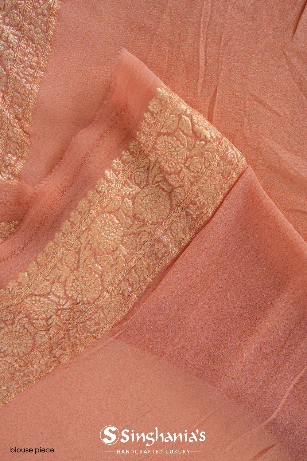 Malibu Peach Banarasi Georgette Jaal Saree