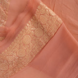 Malibu Peach Banarasi Georgette Jaal Saree
