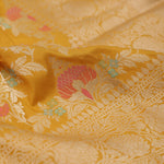 Saffron Yellow Banarasi Silk Saree With Floral Meenakari Magic