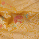 Saffron Yellow Banarasi Silk Saree With Floral Meenakari Magic