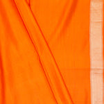 Vivid Orange Banarasi Satin Saree With Floral-Fauna Elegance