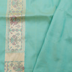 Tiffany Blue Banarasi Silk Saree With Pastel Ikat Patterns