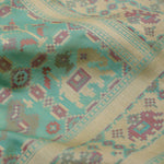 Tiffany Blue Banarasi Silk Saree With Pastel Ikat Patterns