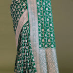 Dark Green Banarasi Saree With Leaf Jaal