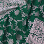 Dark Green Banarasi Saree With Leaf Jaal