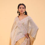 Silver Gold Dual-Colour Tissue Handcrafted Saree