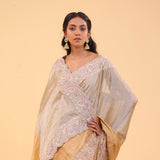 Silver Gold Dual-Colour Tissue Handcrafted Saree