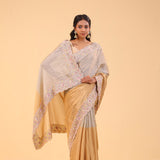 Silver Gold Dual-Colour Tissue Handcrafted Saree