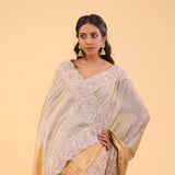 Silver Gold Dual-Colour Tissue Handcrafted Saree