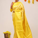 Yellow Gold Jaal Kanjivaram Silk Saree