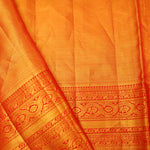 Pastel Peach-Gold Tissue Kanjivaram Saree With Floral Weaving