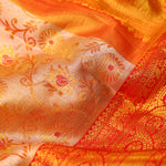 Pastel Peach-Gold Tissue Kanjivaram Saree With Floral Weaving