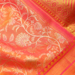 Melon Peach Tissue Kanjivaram Saree With Floral Weaving