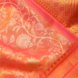 Melon Peach Tissue Kanjivaram Saree With Floral Weaving
