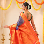 Dark Sapphire Kanjivaram Silk Saree With Floral Weaving