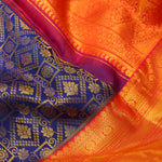 Dark Sapphire Kanjivaram Silk Saree With Floral Weaving