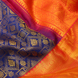 Dark Sapphire Kanjivaram Silk Saree With Floral Weaving