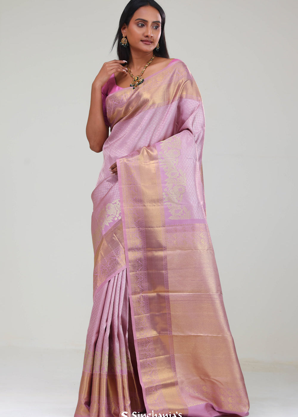 Corfu Pink Jaali Kanjivaram Silk Saree