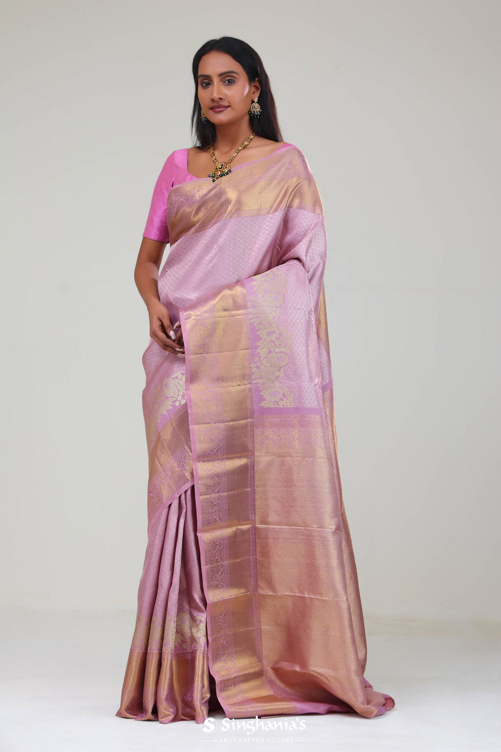 Corfu Pink Jaali Kanjivaram Silk Saree