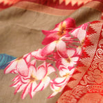 Printed Kanjivaram Silk Saree In Olive Green