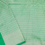 Irish Green Banarasi Silk Saree With Floral-Bird Weaving