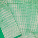 Irish Green Banarasi Silk Saree With Floral-Bird Weaving