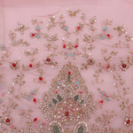 Pale Pink Organza Handcrafted Saree